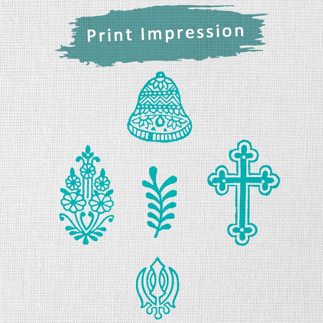 Wooden Indian Traditional Design Printing Stamps - Stamp Block for Printing Saree Border/Dresses/Craft Card Making/Scrapbook/Clay Pottery (Set of 5) Hashcart®