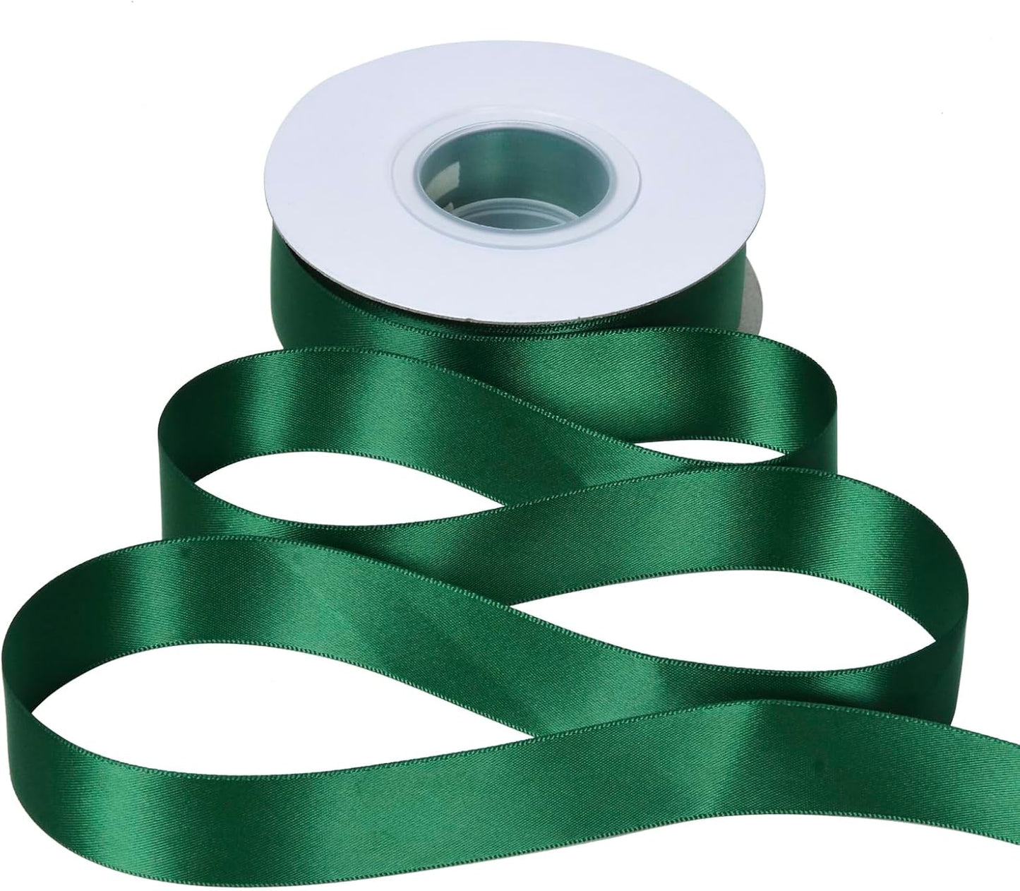 YAMA Forest Green Double Faced Satin Ribbon, 1 Inch 25 Yards, Great for Crafts Bows Flower Bouquet Wedding Home Decor Gift Wrapping