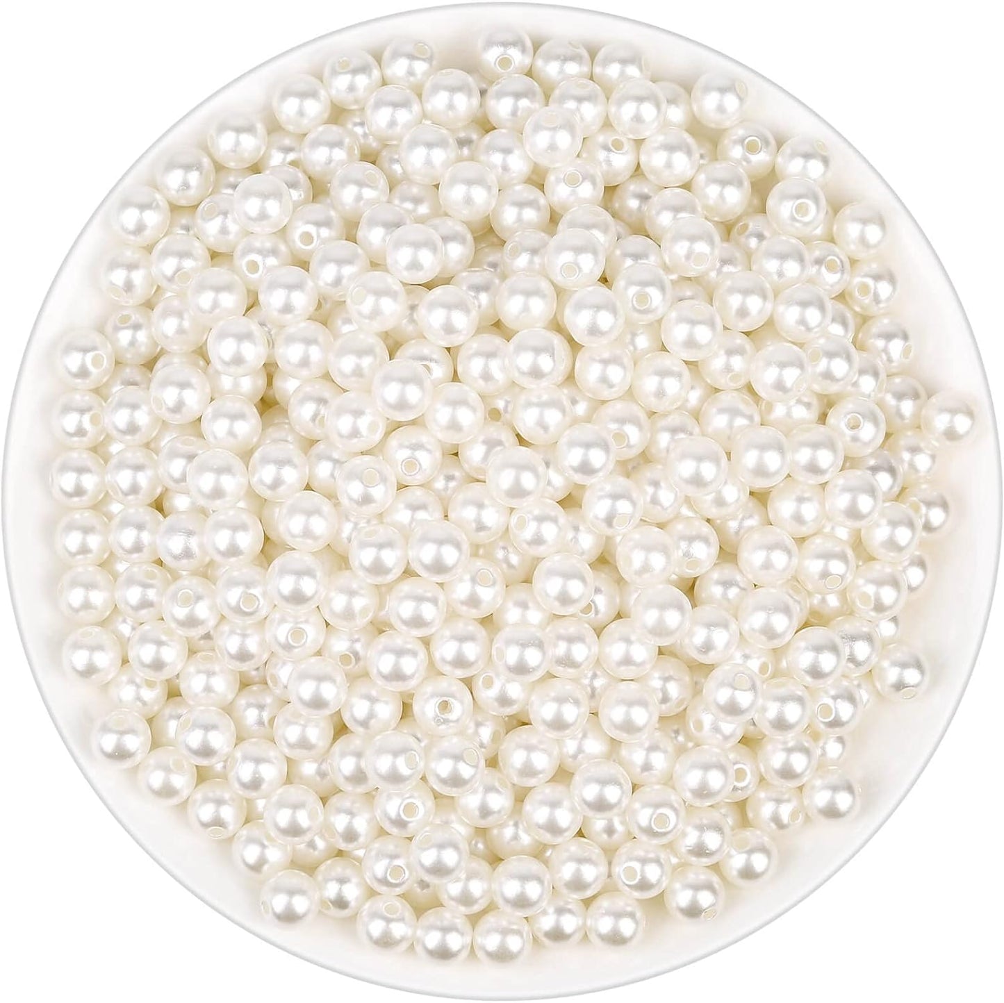 Anezus Ivory Faux Fake Pearls, 8 MM Sew on Pearl Beads with Holes for Jewelry Making, Bracelets, Necklaces, Hairs, Crafts, Decoration and Vase Filler, 800pcs