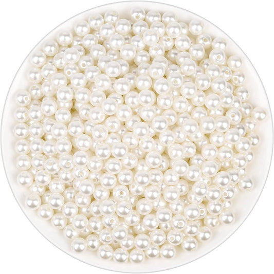 Anezus Ivory Faux Fake Pearls, 8 MM Sew on Pearl Beads with Holes for Jewelry Making, Bracelets, Necklaces, Hairs, Crafts, Decoration and Vase Filler, 800pcs