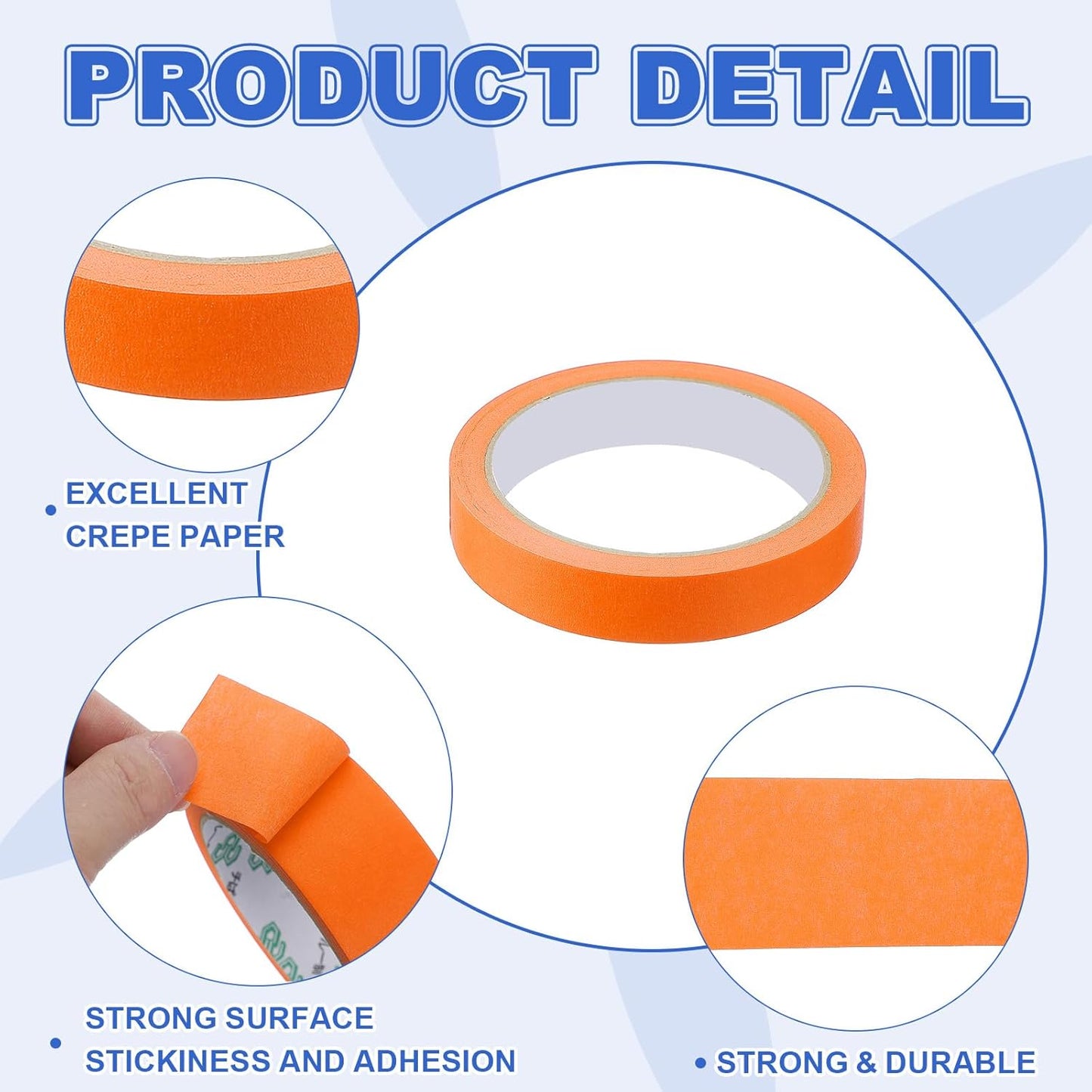 MECCANIXITY Masking Tape 0.7 Inch x 21 Yard Painter's Tape Orange Paint Tapes for DIY Crafts Arts Drawing Decoration Labeling Car Painting Artist Teachers, Pack of 6