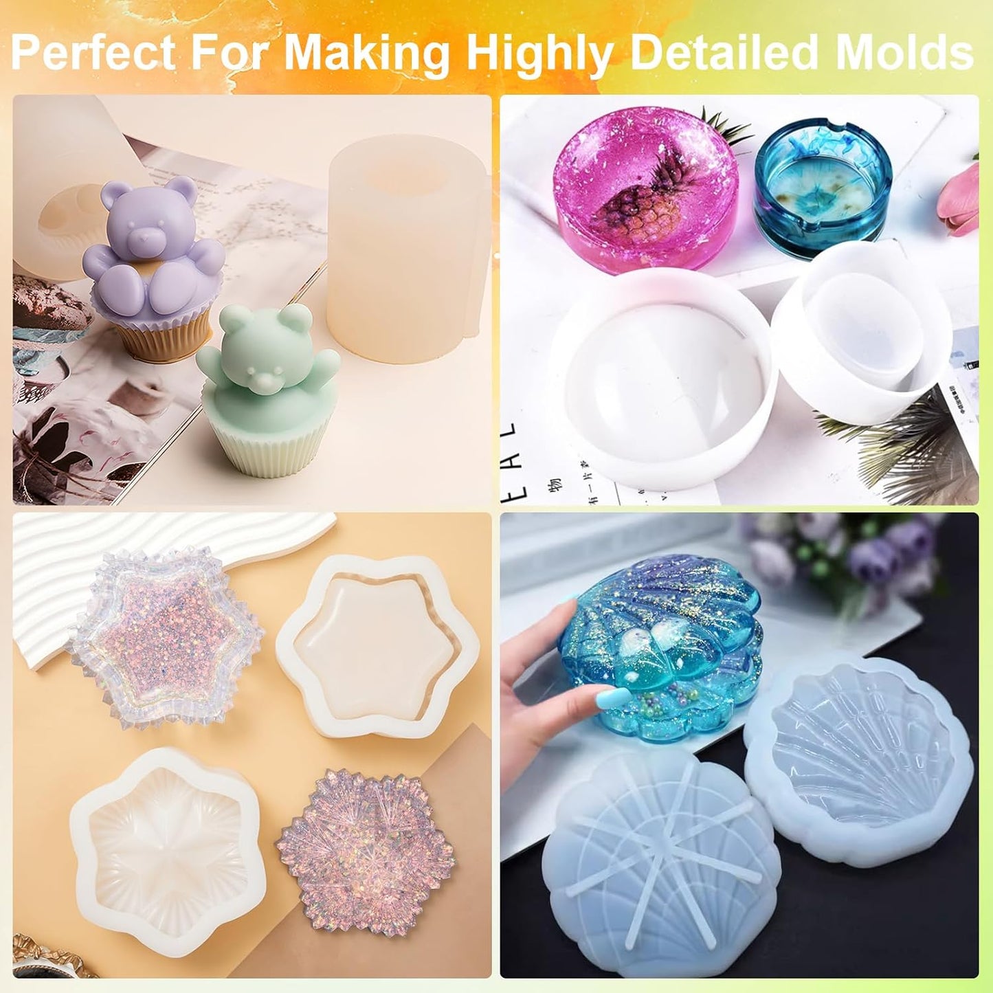 CHANGTIKEJI Silicone Mold Making Kit,48OZ Super Elastic Liquid Silicone for Mold Maker, Fast Cure Translucent Silicone Rubber for Casting Mold,Silicone Mold,Candle Mold,Soap Mold,Food Mold
