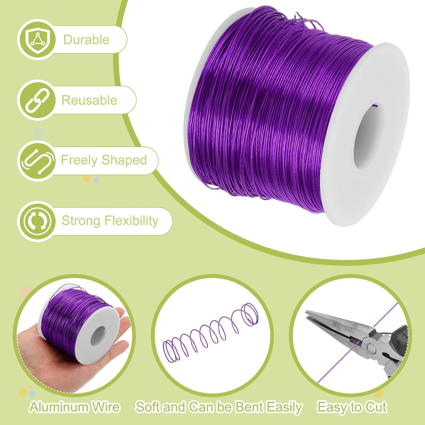MECCANIXITY 20 Gauge Anodized Aluminum Craft Wire Bendable Bonsai Training Wire 771 Feet 0.8mm for Sculpting Crafts Wreath Floral Beading Jewelry Making, Purple