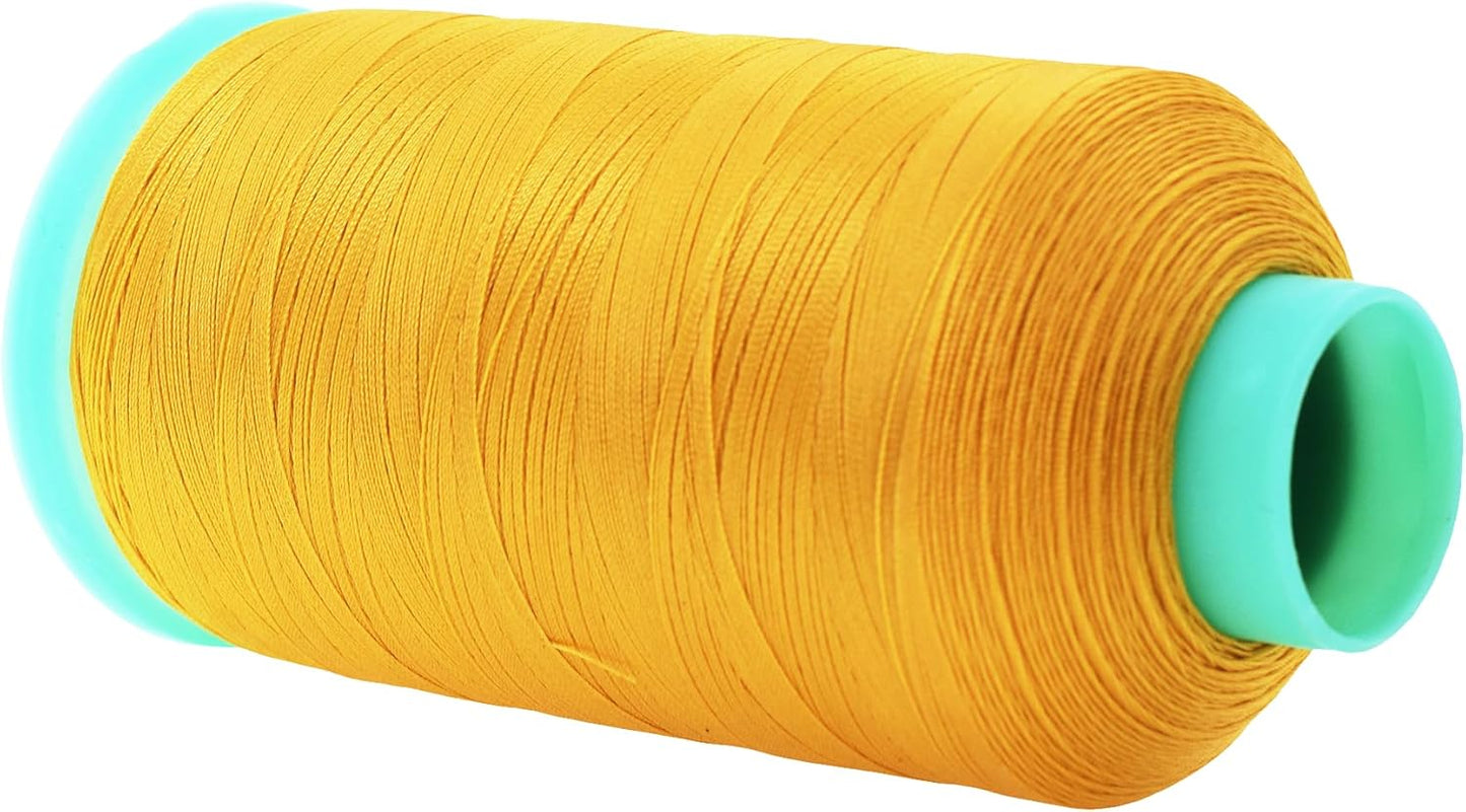 Mandala Crafts Bonded Nylon Thread Gold Heavy Duty Sewing Threads - 2843 YDs Size 46 210D T45 Tex 45 Thread for Leather Jeans Weaving Outdoor Marine Upholstery Threads