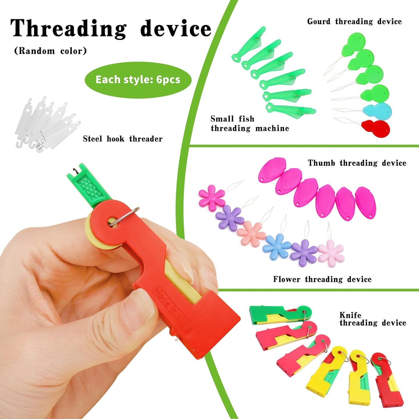 Fedmut Needle Threaders Set, 51 Pcs Needle Threader Tool Needle Threaders for Hand Sewing Craft, 9 Types Needle Threader with Thimbles Great for Hand Sewing Needle Work, Sewing Machine, Embroidery