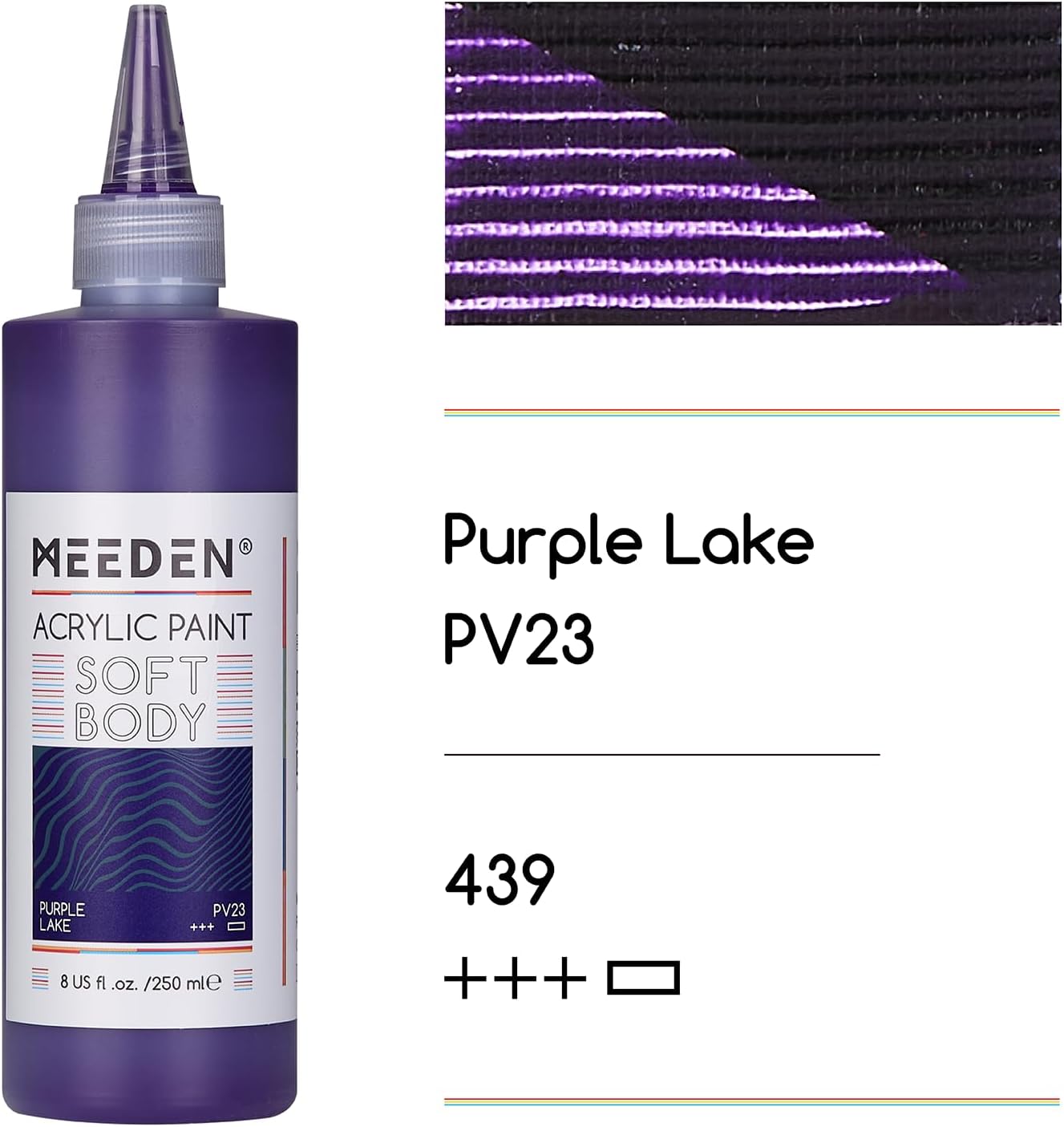 MEEDEN Soft Body Acrylic Paint: Purple Lake Matte Finish - 250ml/8.45oz Bulk Acrylic Colors in Ergonomic Bottle - Fluid Flow Art Paints for Artists Canvas Painting