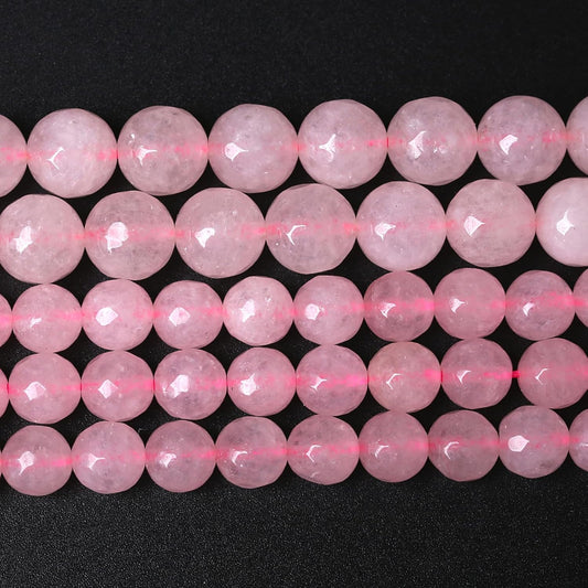 60pcs 6mm Natural Rose Pink Quartz Crystal Faceted Stone Beads for Jewelry Making Energy Healing Power Stone Beads DIY Bracelet Necklace Accessories 15" (6mm, Faceted Rose Quartz)