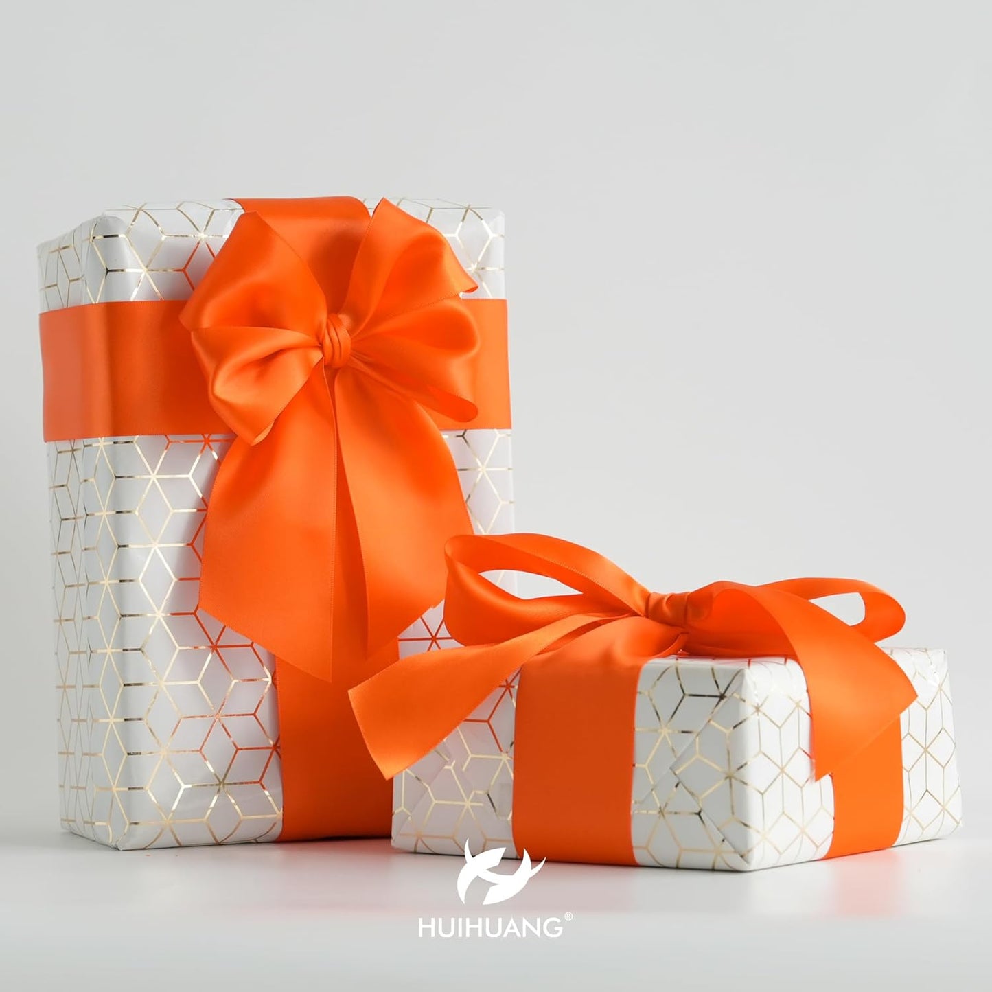 HUIHUANG Orange Satin Ribbon 2 inch Wide Double Faced Satin Ribbon Orange Ribbon for Gift Wrapping, Bows Making, Flower Bouquet, DIY Crafts, Wedding, Holiday Party Decor -25 Yards/Roll