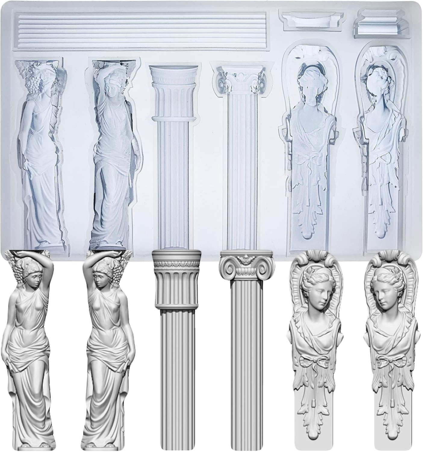 Art Mold for Polyclay Air Dry Clay Plaster, Decorative Column and Sculpture Statue