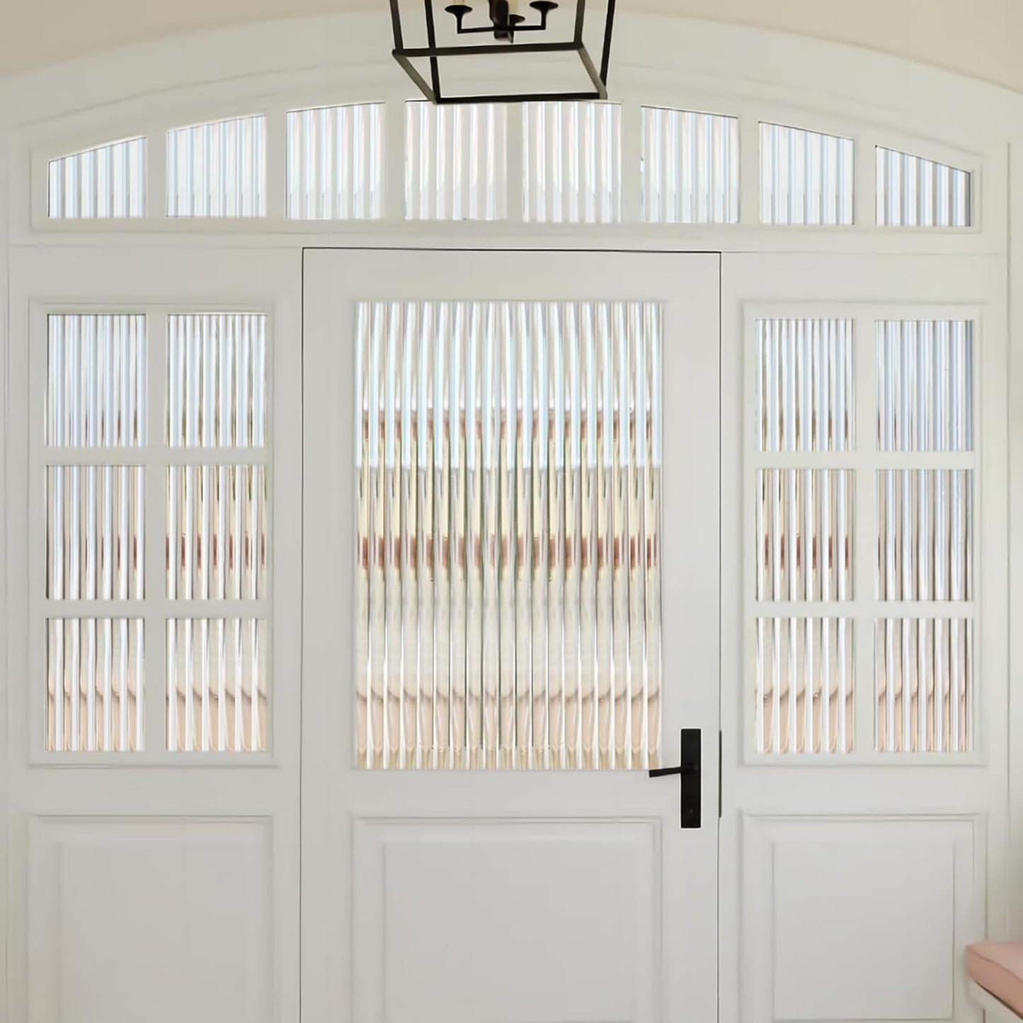 Window Privacy Film, Frosted Reeded Glass Cling, 3D Decorative Coverings with UV Blocking, Adhesive Stickers for Bathroom Doors Cabinet