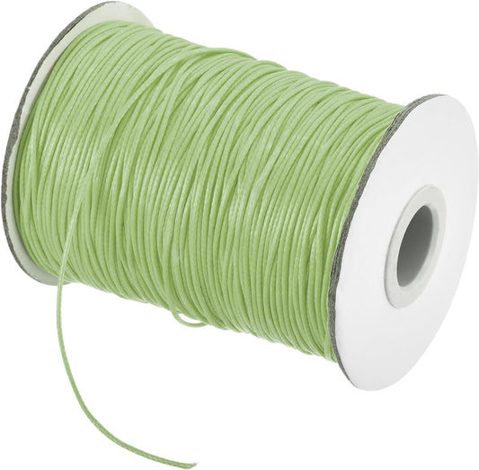 MECCANIXITY Waxed Cord 1mm Waxed Polyester Cord 175 Yard Wax String for Bracelet Making,Necklaces, Beading,Jewelry Making and DIY Crafts(Grass Green)