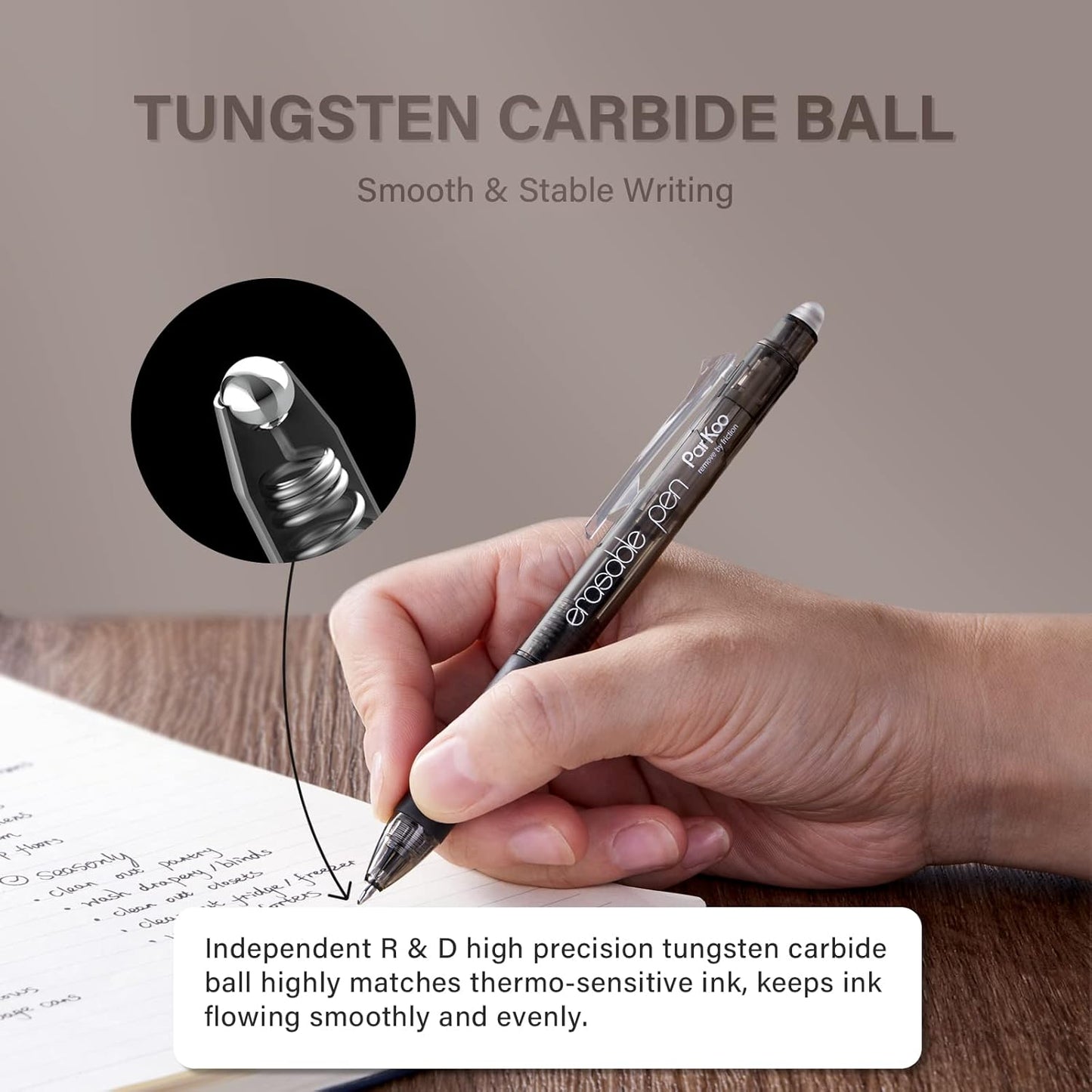 ParKoo Retractable Erasable Gel Pens Clicker Fine Point 0.7 mm, Make Mistakes Disappear, 3 Black/3 Blue Ink Pens with 4 Bonus Refills for Drawing Writing Journaling and Crossword Puzzles