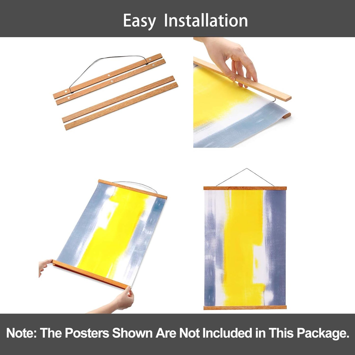 WITCOLOR Magnetic Poster Hanger Frame, Teak Magnet Poster Frames 9x11 9x27 9x12 9x13 Poster Holder for Paintings, Photos, Maps, Scrolls, Picture, Canvas Works and Christmas Prints