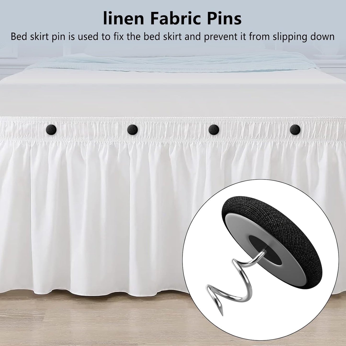 12 Colors Fabric Covered Button Twist Pins Dust Ruffle Pins- for Sofa，Upholstery，Armchair Caddies, Armrest Covers,Bed Skirts, Slipcovers, Headliners (Black, 24)