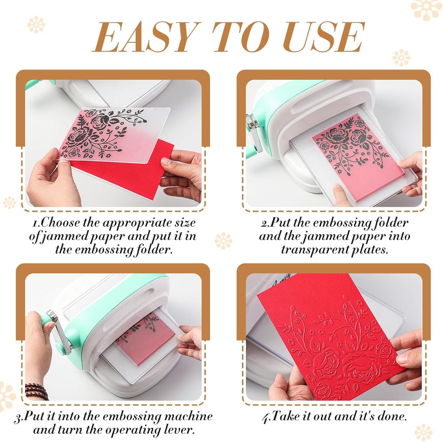 Geiserailie 8 Pcs Embossing Folders Embossing Machine Template Paper Card Folders for Christmas Card Making DIY Flower Scrapbook Photo Album Craft Decoration 5.9 x 4.1 Inch (Natural Style)