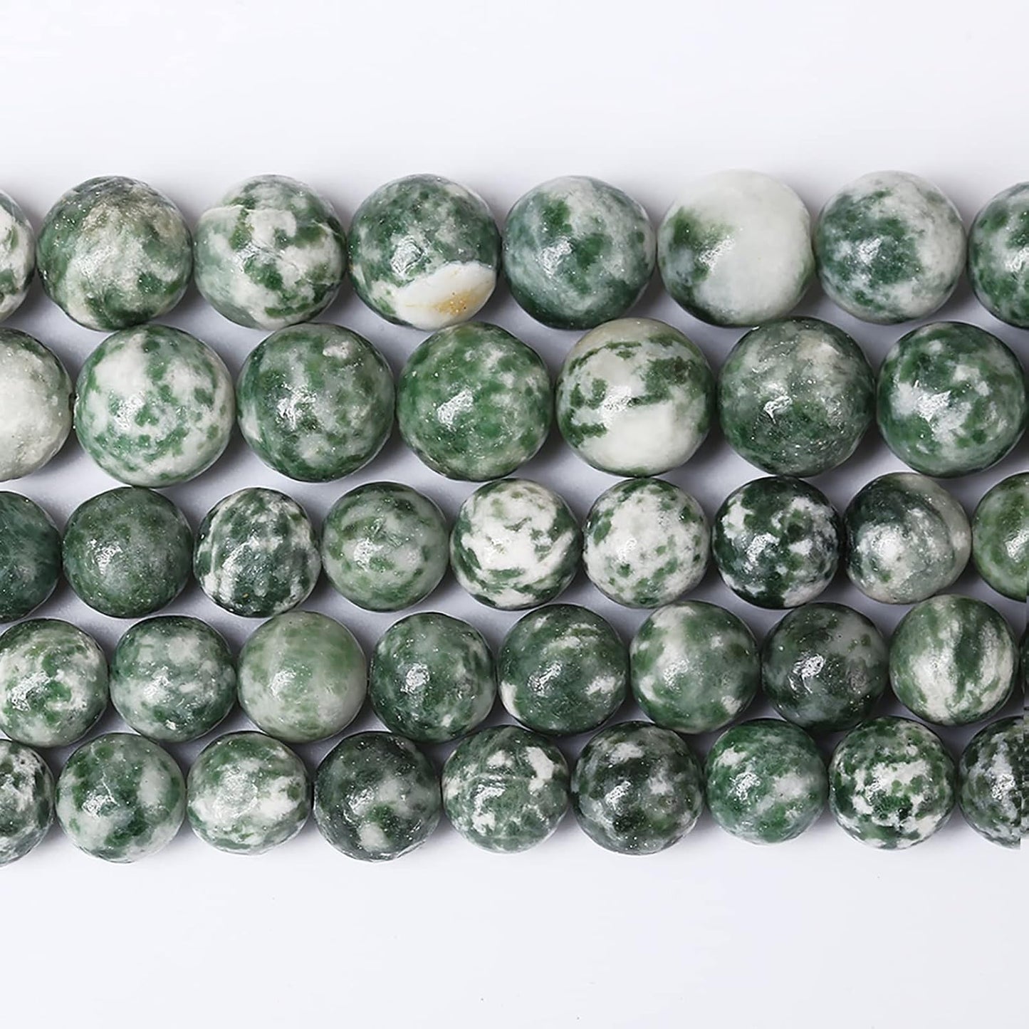 90pcs 4mm Natural Green Spot Stone Stone Beads for Jewelry Making Loose Spacer Round Beads DIY Bracelets Necklaces 15" (4mm, Green Spot Stone)