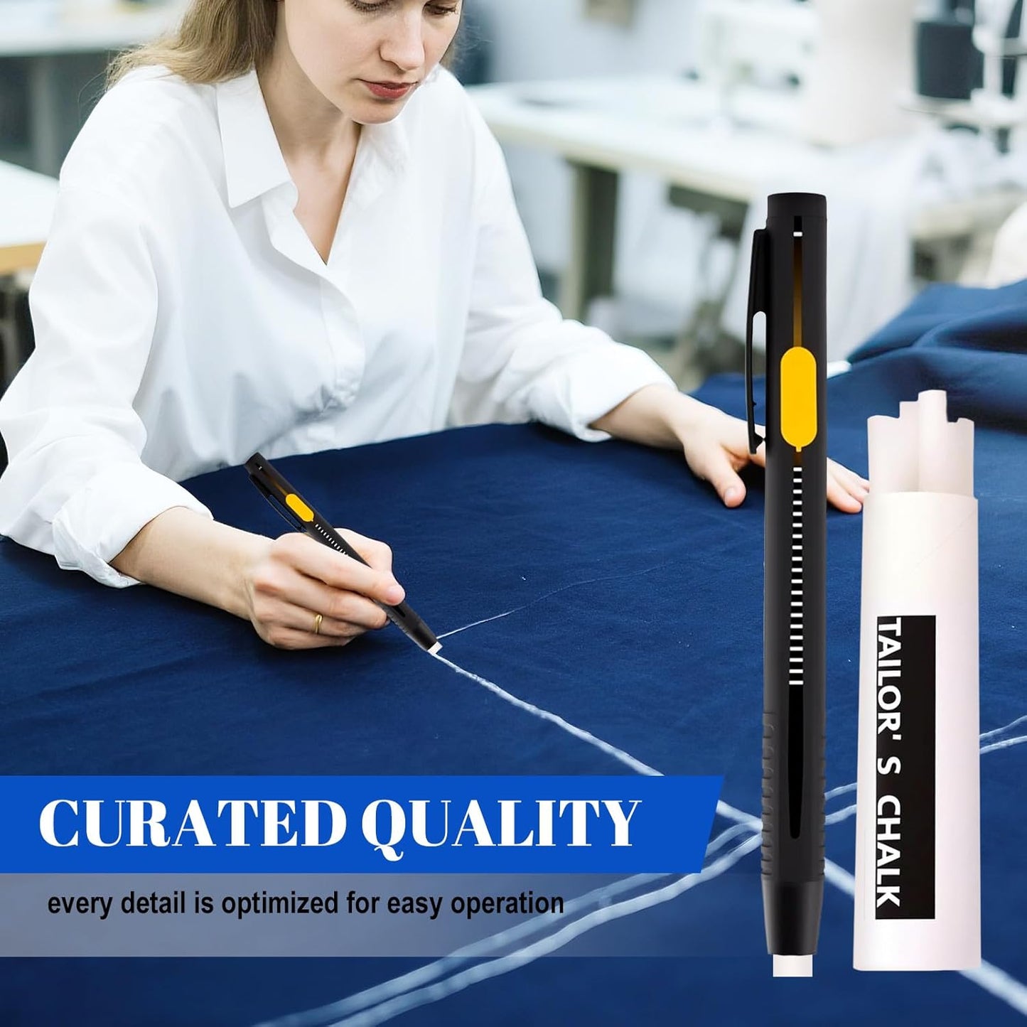 Heat Erasable Fabric Markers for Sewing, Quilting & Embroidery & DIY Crafts - Washable, Refillable DIY Chalk Pens for Cotton & Knitted Fabrics, Sewing Supplies (1 Pen + 20 Refills)