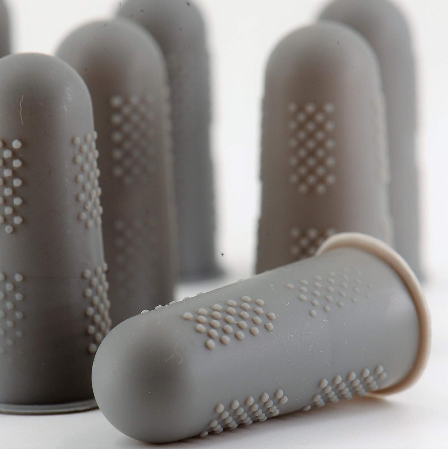 Finger Protectors [Flex Series - 12-Pack] Silicone Non-Stick Finger Covers [Grey - Small (6) / Medium (6)] for Hot Glue | Sewing | Wax | Rosin | Resin | Honey | Adhesives | Scrapbooking