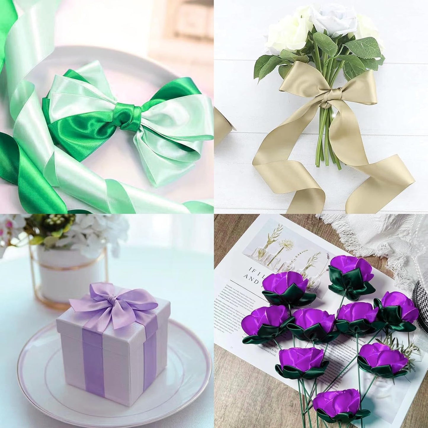 Brown Satin Ribbon 1-1/2" X 50 Yards Solid Color Double Faced Ribbons Perfect for Crafts Wedding Decor Bow Making Arts Sewing and More