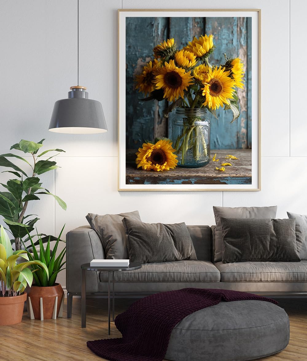 Moohue 14ct Counted Stamped Cross Stitch Kits for Adults Flowers Printed Cross Stitch Patterns Art Crafts Cross Stitch Supplies (Flowers 8)