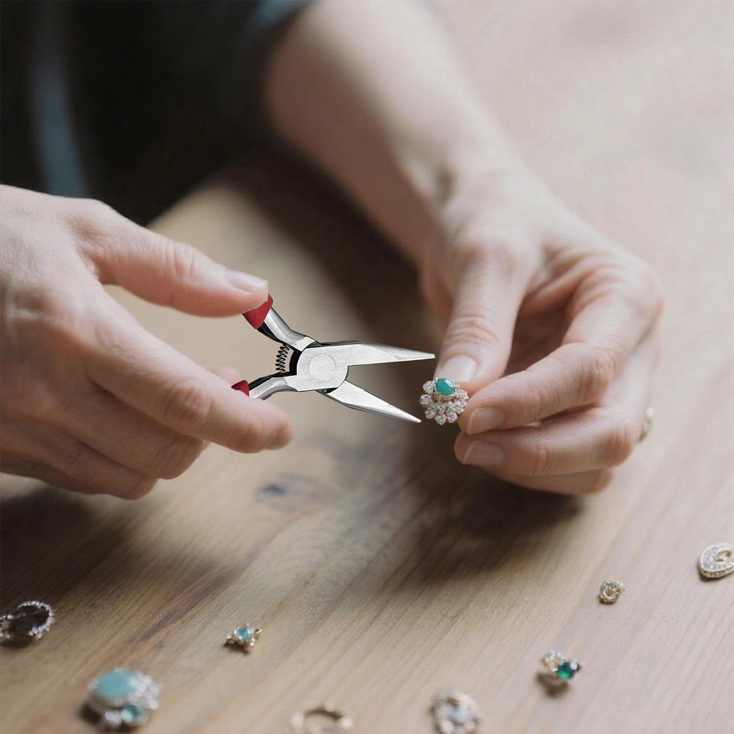 Jewelry Pliers, Spring Loaded Needle Nose Pliers for Object Grasping, Wire Bending and Repair