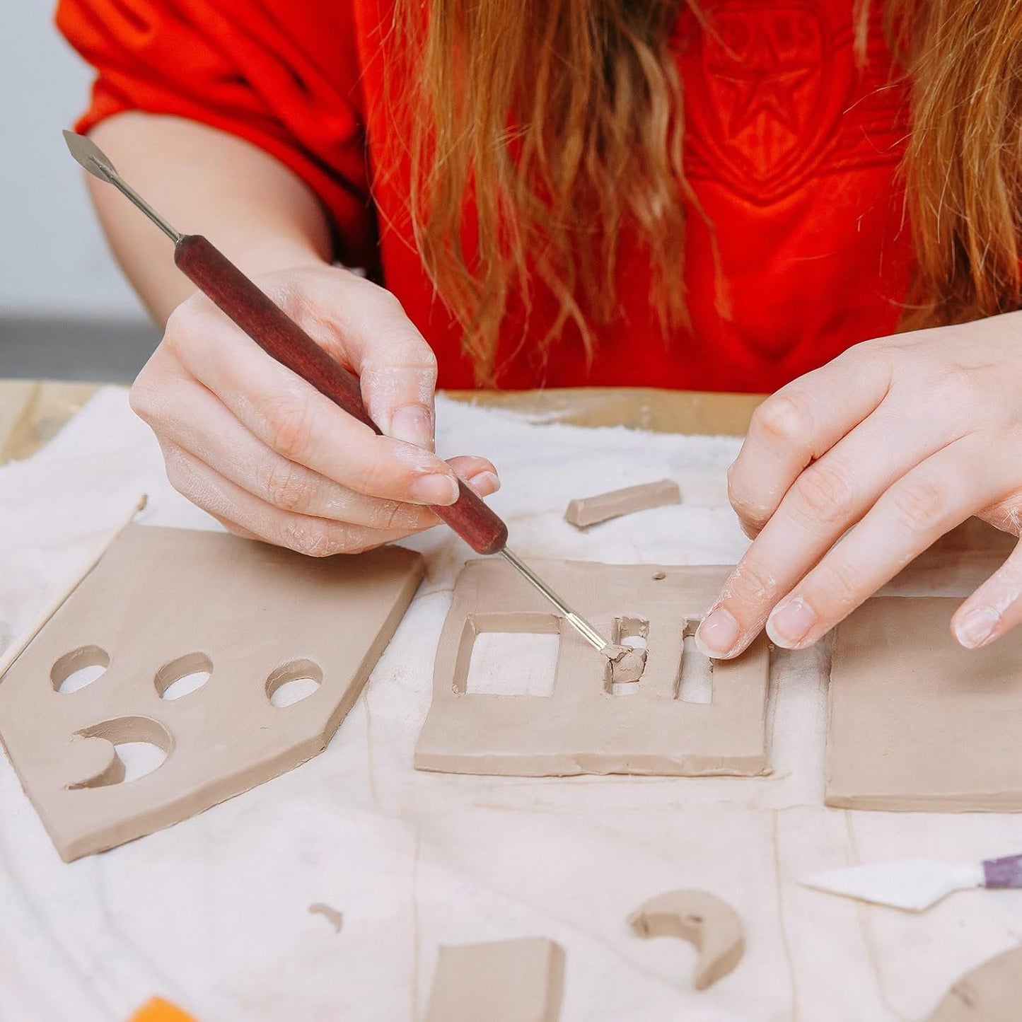 DIYOOHOMY Double-Ended Clay Sculpting Tools Set, 6 Pcs Pottery Carving Tools for Polymer Air Dry Clay, Professional Ceramic Modeling, Trimming, Shaping, DIY Crafts Supplies