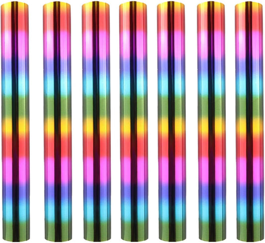 7PCS Rainbow Toner Reactive Foil,Use with Laminator Laser Printer,Paper Holographic Heat Transfer Crafts Roll for Scrapbooking Crafting Cardstock Hot Stamping DIY