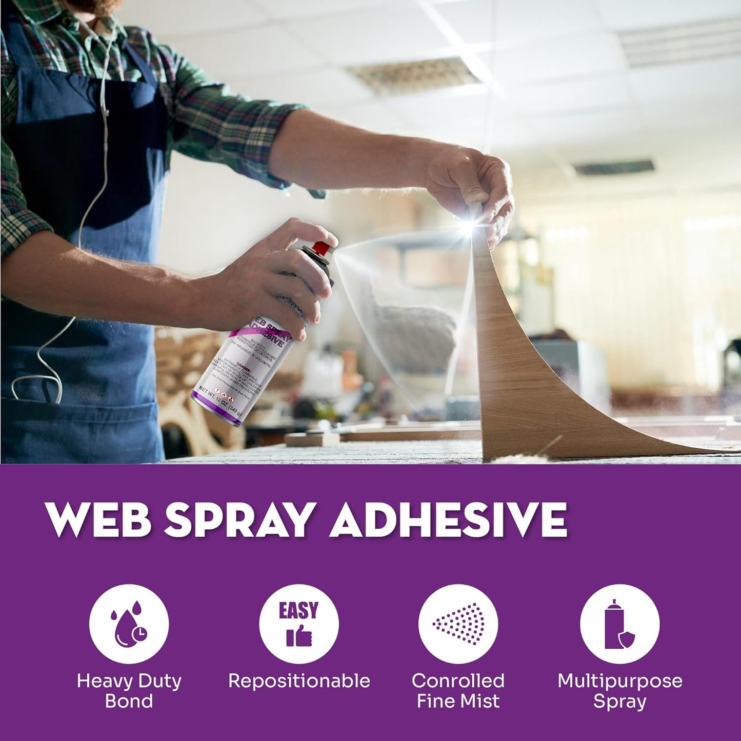 AK Trading Professional Quality General Multipurpose Spray Adhesive, 12-Ounce for Acoustic Panels & Craft Upholstery Foam Adhesive & Fabric Glue - 12 Pack