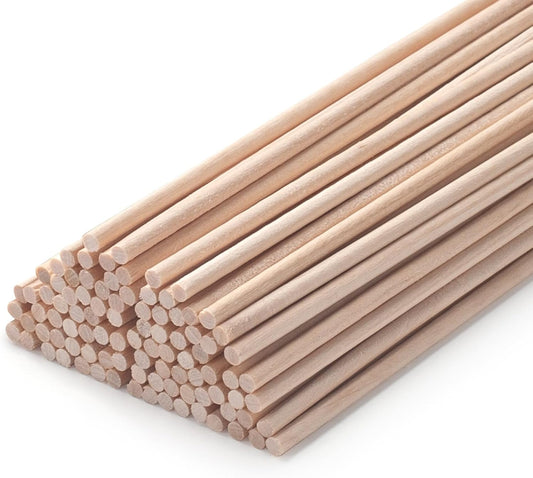 1/8 x 6 Wooden Dowels Wooden Sticks for Crafts, 200 PCS Round Wood Dowel Rods for Lollipops, Tiered Cake Dowels, Small Unfinished Hardwood Sticks for Crafting Arts and Crafts, Photo Props
