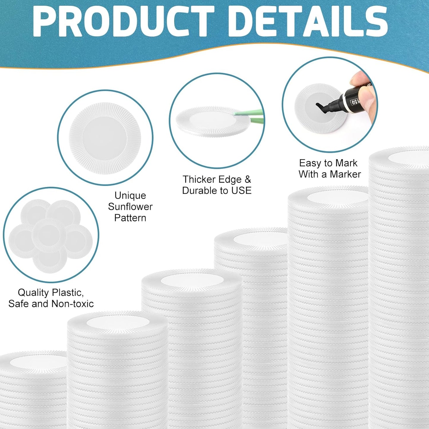 Coopay 1000 Pieces Plastic Poker Chips, Bingo Chips Bulk Learning Counters Disks Poker Card Game, Counting Markers for Math Practice, Game Tokens and Teaching Rewards, 25 mm/ 1 Inch (White)