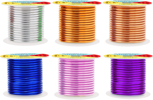 Mandala Crafts 10 Gauge Anodized Aluminum Craft Wire for Jewelry Making - 120 FT Colored Flexible Silver Copper Gold True Blue Purple Pink Wire - Bendable for Bonsai Armature Crafting Sculpting