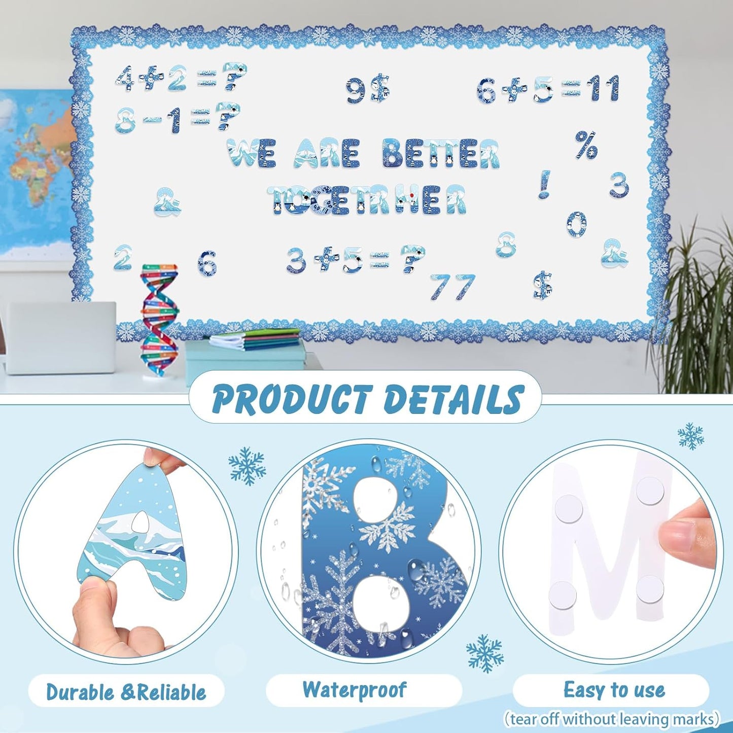 221 Pcs Classroom Bulletin Board Letters Colorful Alphabet Cutouts Number and Punctuation Symbol Combo Letter Cutouts for Wall Chalkboard Poster Board Decor (Blue Round)