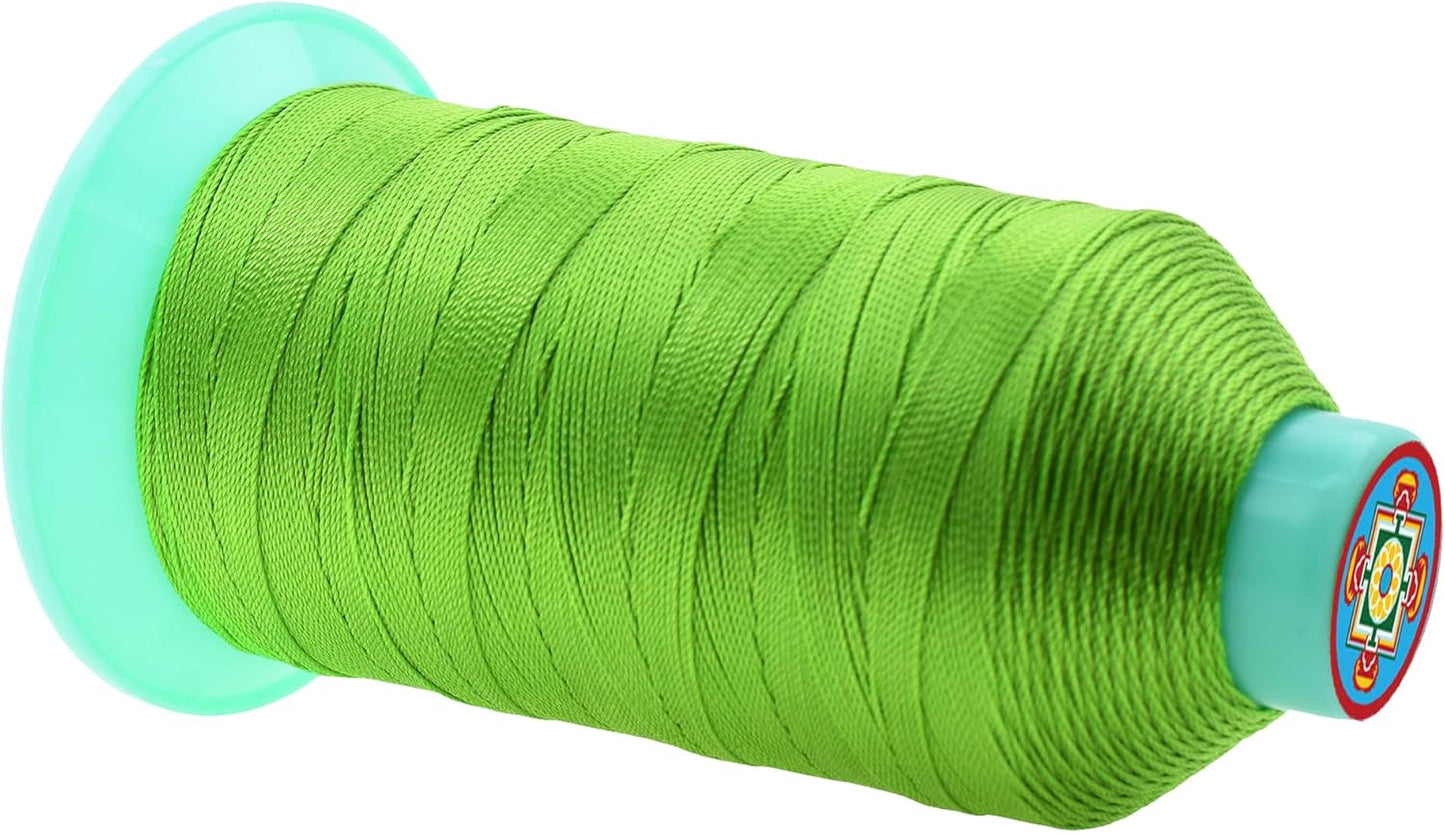 Mandala Crafts Bonded Nylon Thread Apple Green Heavy Duty Sewing Threads - 415 YDs Size 346 210D T350 Tex 350 Thread for Leather Jeans Weaving Outdoor Marine Upholstery Threads