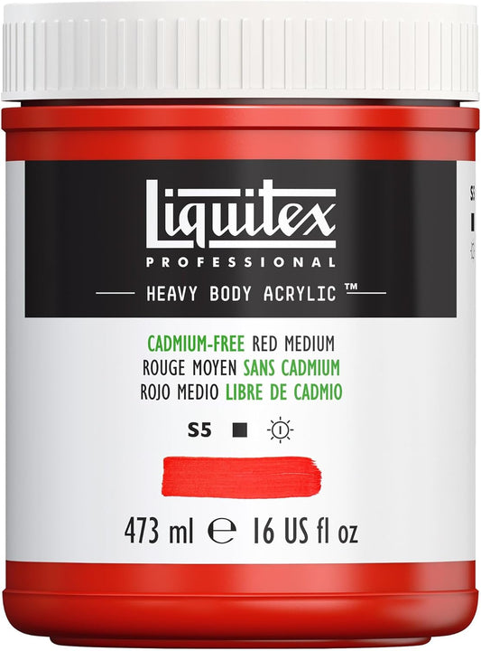 Liquitex Professional Heavy Body Acrylic Paint, 16-oz (473ml) Pot, Cadmium Free Red Medium