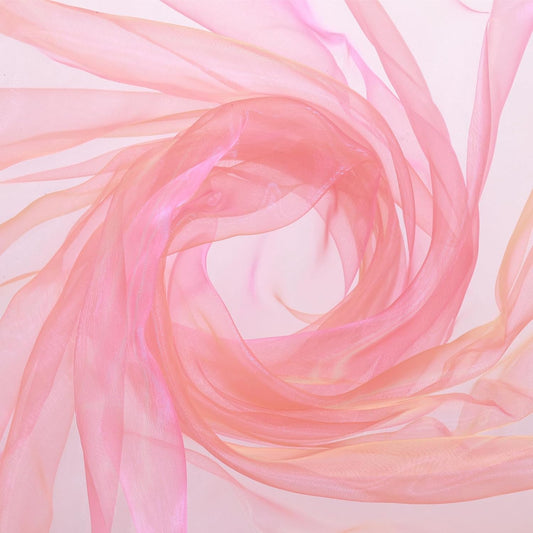 MECCANIXITY Iridescent Sheer Organza Fabric, 2 Yards x 59 Inches Solid Holographic Shiny Fabric Organza Cloth for Wedding, Curtains, Costume, Photo Background, Gradient Fluorescent Orange