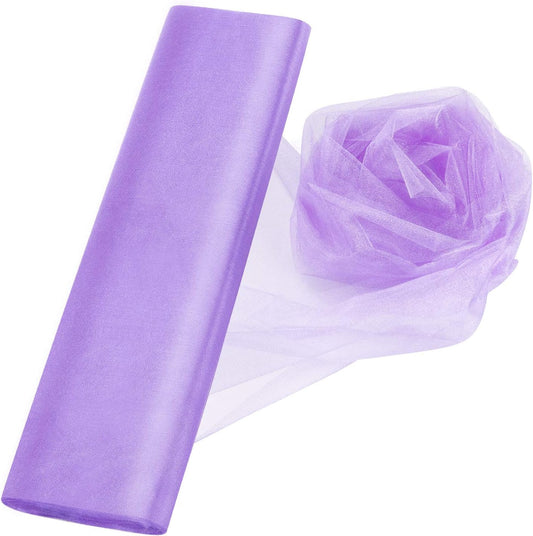 Crystal Organza Tulle Sheer Fabric Backdrop Curtains for Wedding Baby Shower Birthday Party Event Decor, 19” by 30 Yard (Purple)