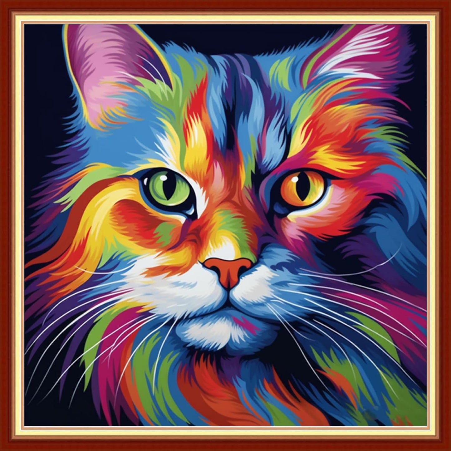 DMCVIVR Stamped Cross Stitch Kits for Adults Beginners Embroidery Kits 11CT Needlepoint Kits Cross Stitch Patterns Embroidery Patterns-Colorful Cat 18x18 inch
