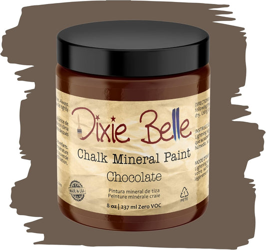 Dixie Belle Paint Company Chalk Finish Furniture Paint - Chocolate (8oz) - Matte Creamy Brown Chic Chalk Mineral DIY Furniture Paint