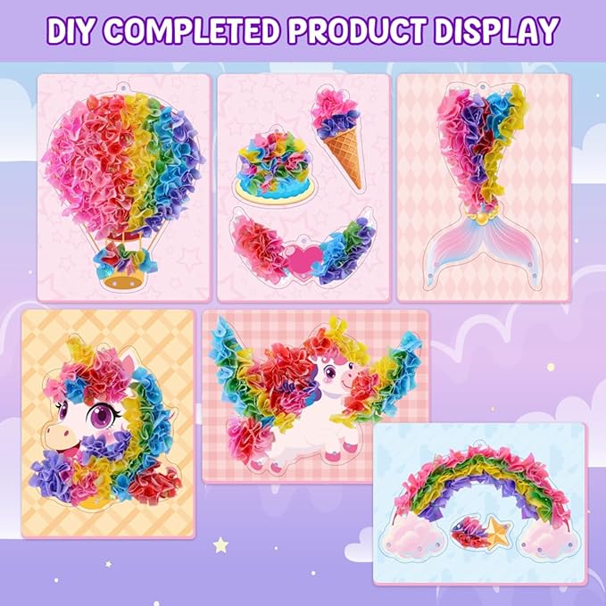 Ancitoy Unicorn Poke Art Kit for Girls, DIY Wind Chime Craft Activity, Mess-Free Art Gifts for Kids Ages 4 5 6 7 8 9 10 Birthday Present