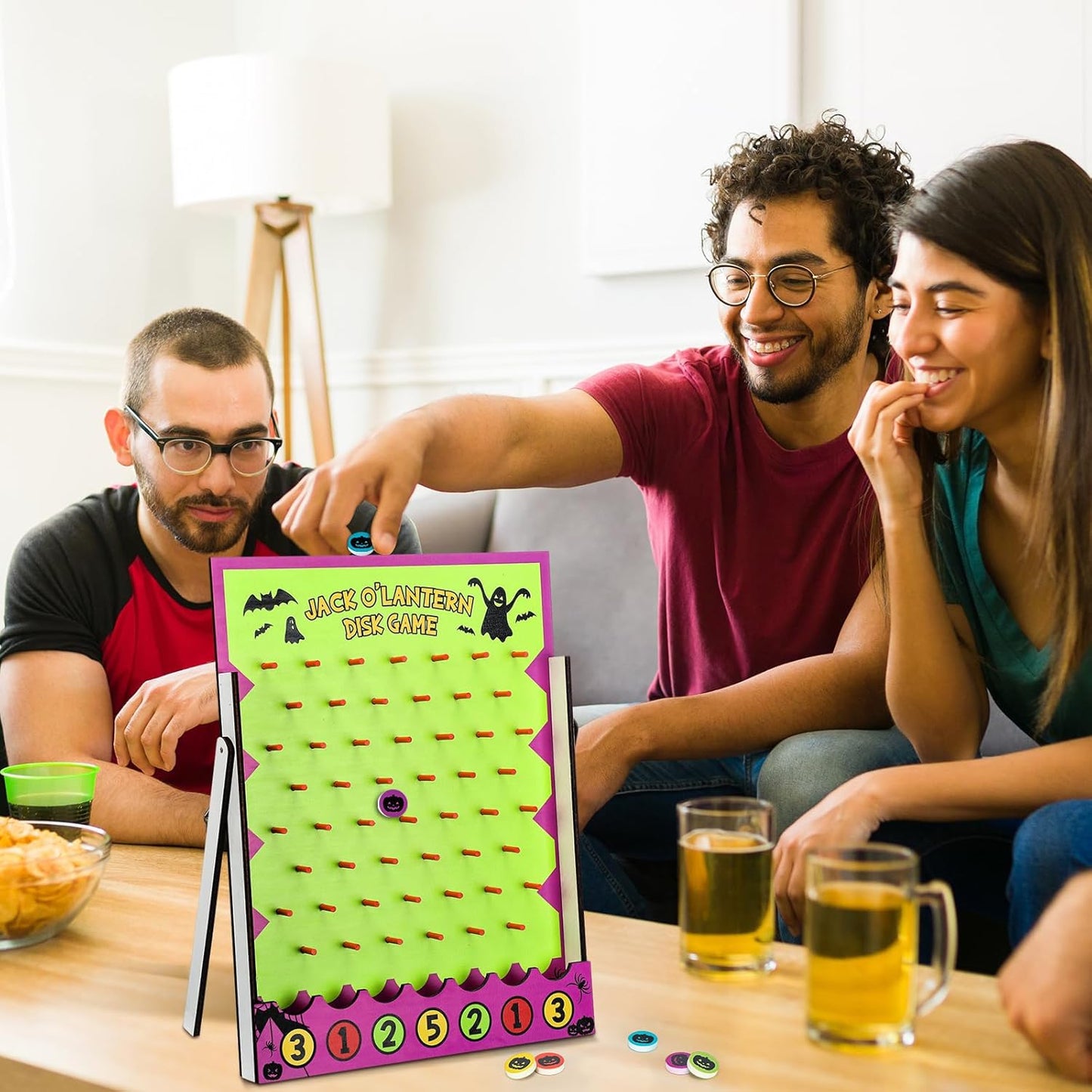 8 Pcs Halloween Carnival Disk Drop Game Jack O'Lantern Wood Desktop Disc Drop Game Halloween Party Favors for Family Tabletop Activities Birthday Party Supplies 13 x 10.2 Inches