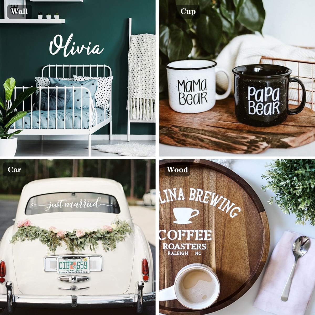 HTVRONT White Permanent Vinyl, Adhesive Vinyl Roll 12" x 40 FT for All Cutting Machine, Silhouette, Cameo Cutters, Signs, Scrapbooking, Craft, Die Cutters (Matte White)