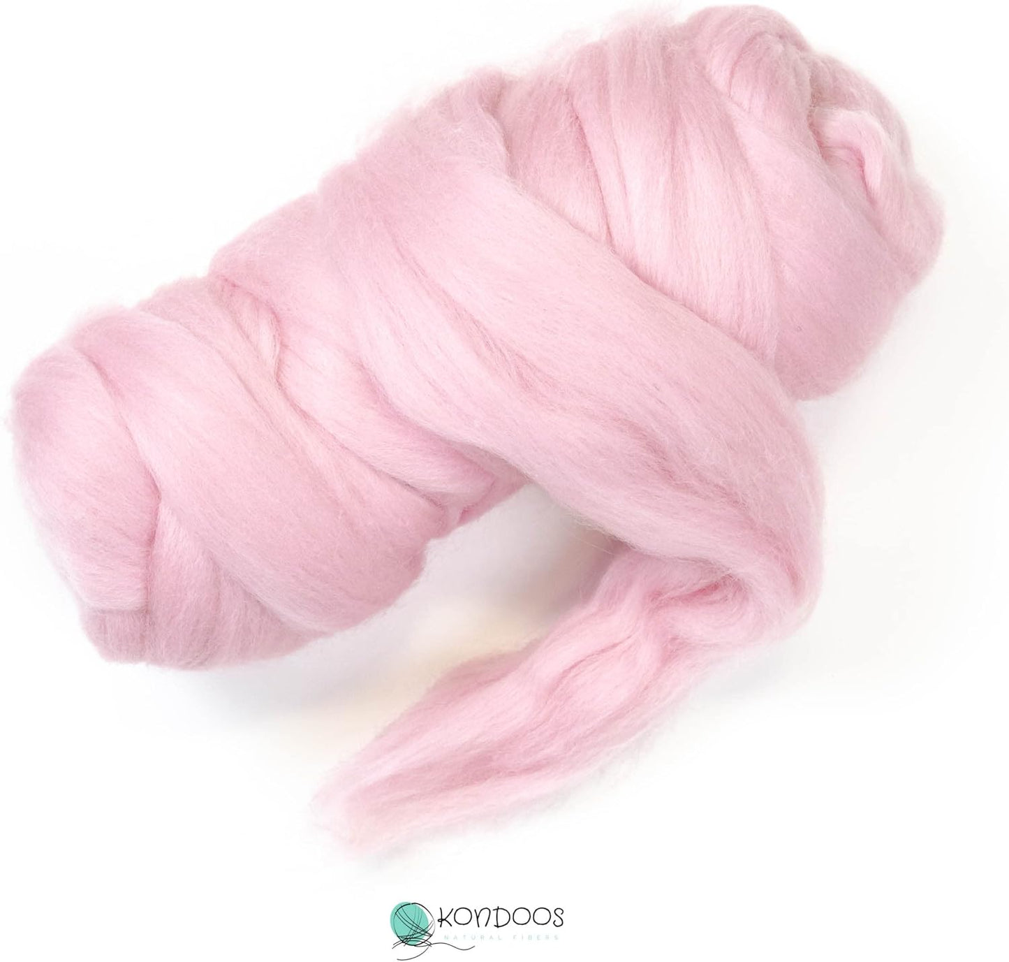 Colored Natural Wool roving, 8 OZ. Best Wool for Needle Felting, Wet Felting, handcrafts and Spinning. (Baby Pink)