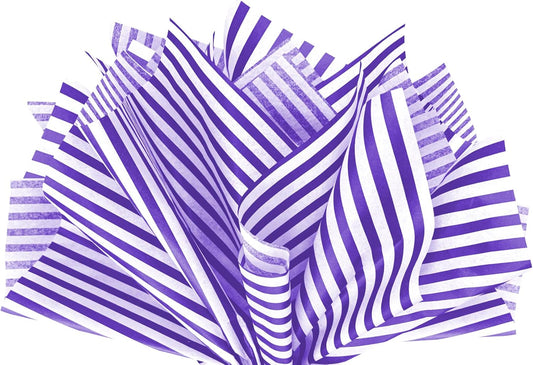 Flexicore Packaging Puple Pin Stripe Print Gift Wrap Tissue Paper Size: 15 Inch X 20 Inch | Count: 100 Sheets | Color: Purple Pin Stripe