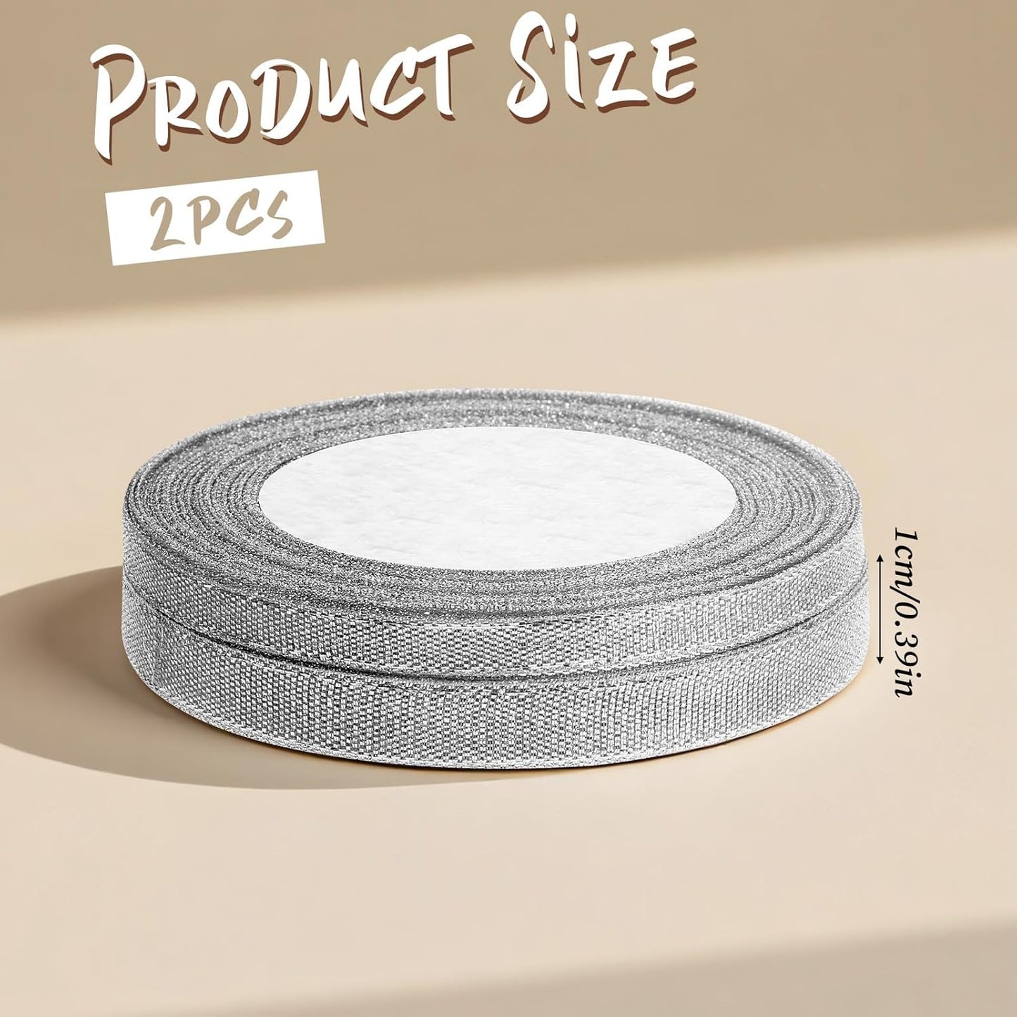 3/8 Inch Silver Glitter Ribbon 50yard (2rolls) Sparkly Metallic Fabric Ribbons Silver Organza Shimmer Sheer Ribbon for Gifts DIY Party Wrapping Wedding Decoration and Crafts