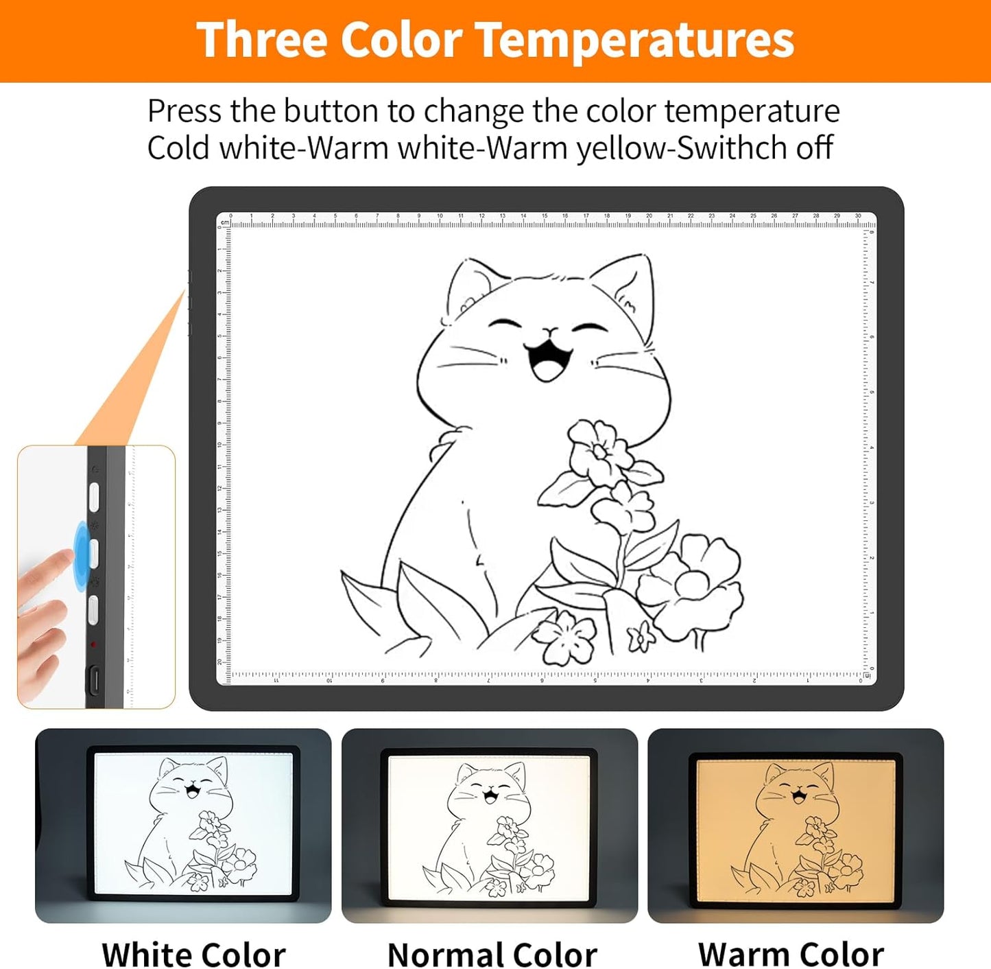 Elice Magnetic A4 Light Board for Diamond Painting, Ultra-Thin Tracing LED Light Box with Side Buttons, Super Bright Diamond Art Light Pad, Light Table for Drawing, Sketching, Weeding Vinyl - Black