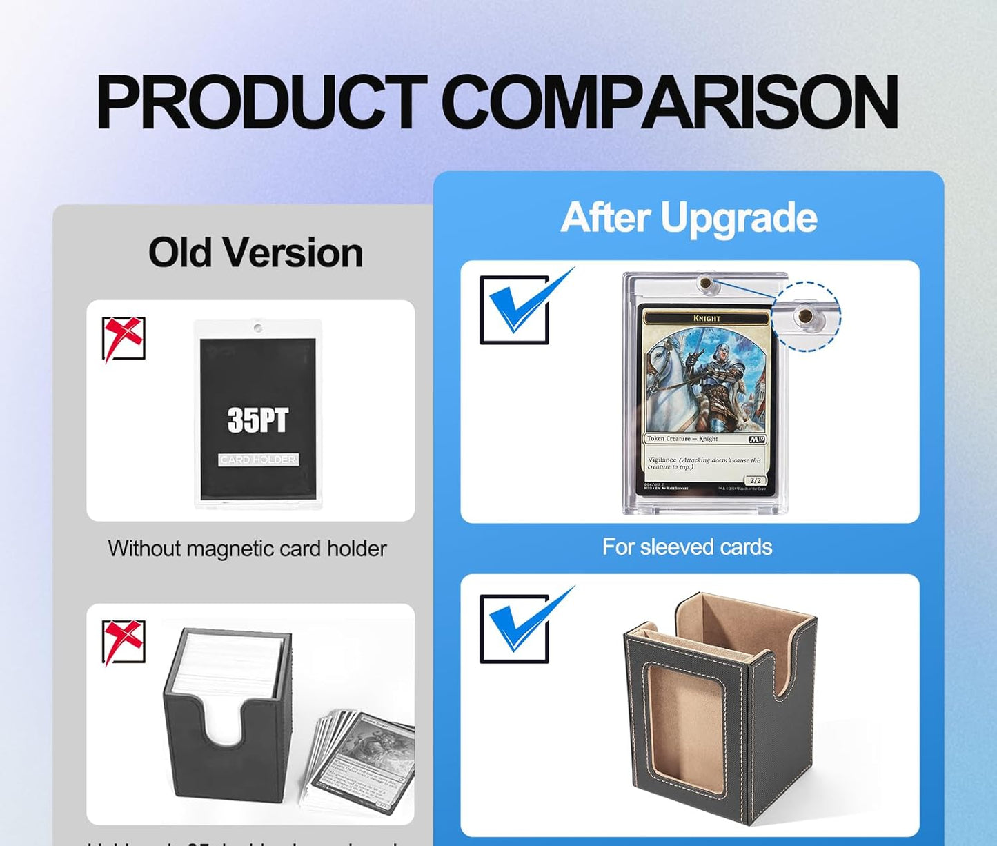 Card Deck Box for MTG with Commander Display, 5 in 1 Card Deck Case Holds 800+ Unsleeved Cards, Strong Magnet Organizer Compatible with Yugioh TCG Sports Cards (Black&Glod)