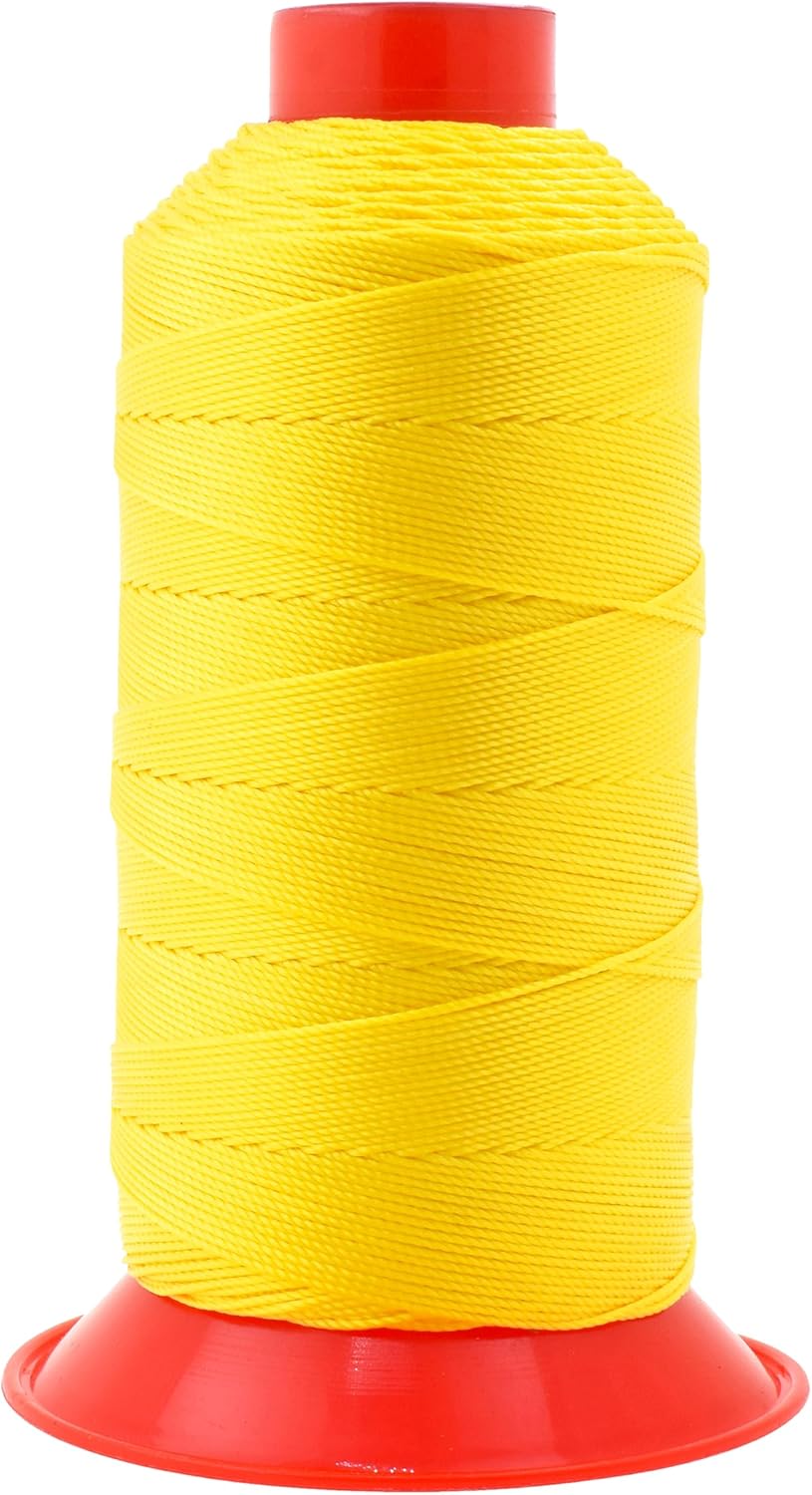 Mandala Crafts Tex 350 Bonded Nylon Thread for Sewing - 415 YDs T350 Heavy Duty Yellow Nylon Thread Upholstery Thread for Leather Jeans Weaving, T350 #346 210D/15