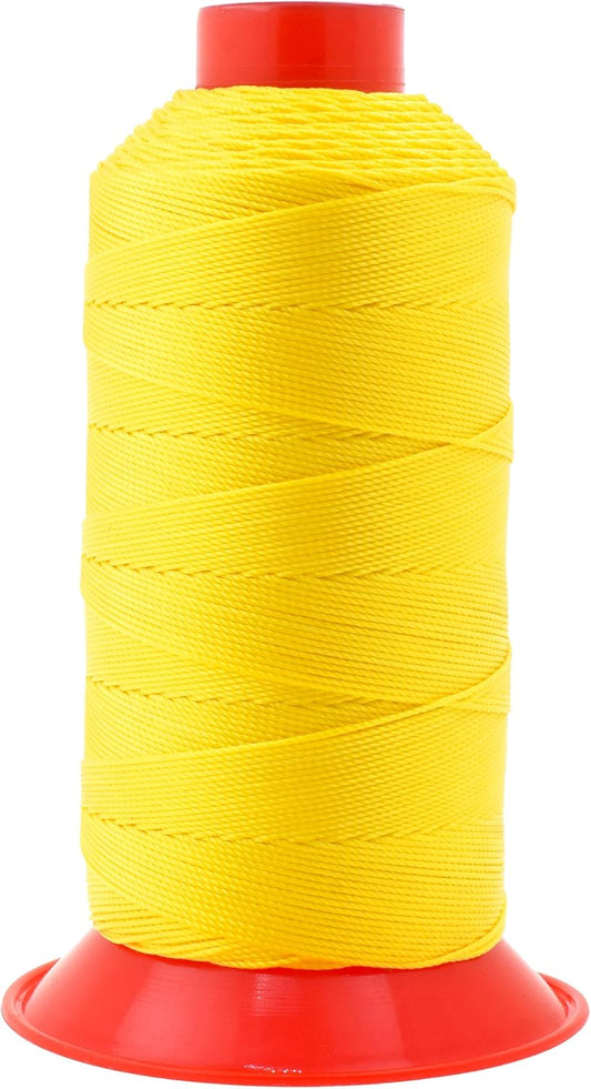 Mandala Crafts Tex 350 Bonded Nylon Thread for Sewing - 415 YDs T350 Heavy Duty Yellow Nylon Thread Upholstery Thread for Leather Jeans Weaving, T350 #346 210D/15