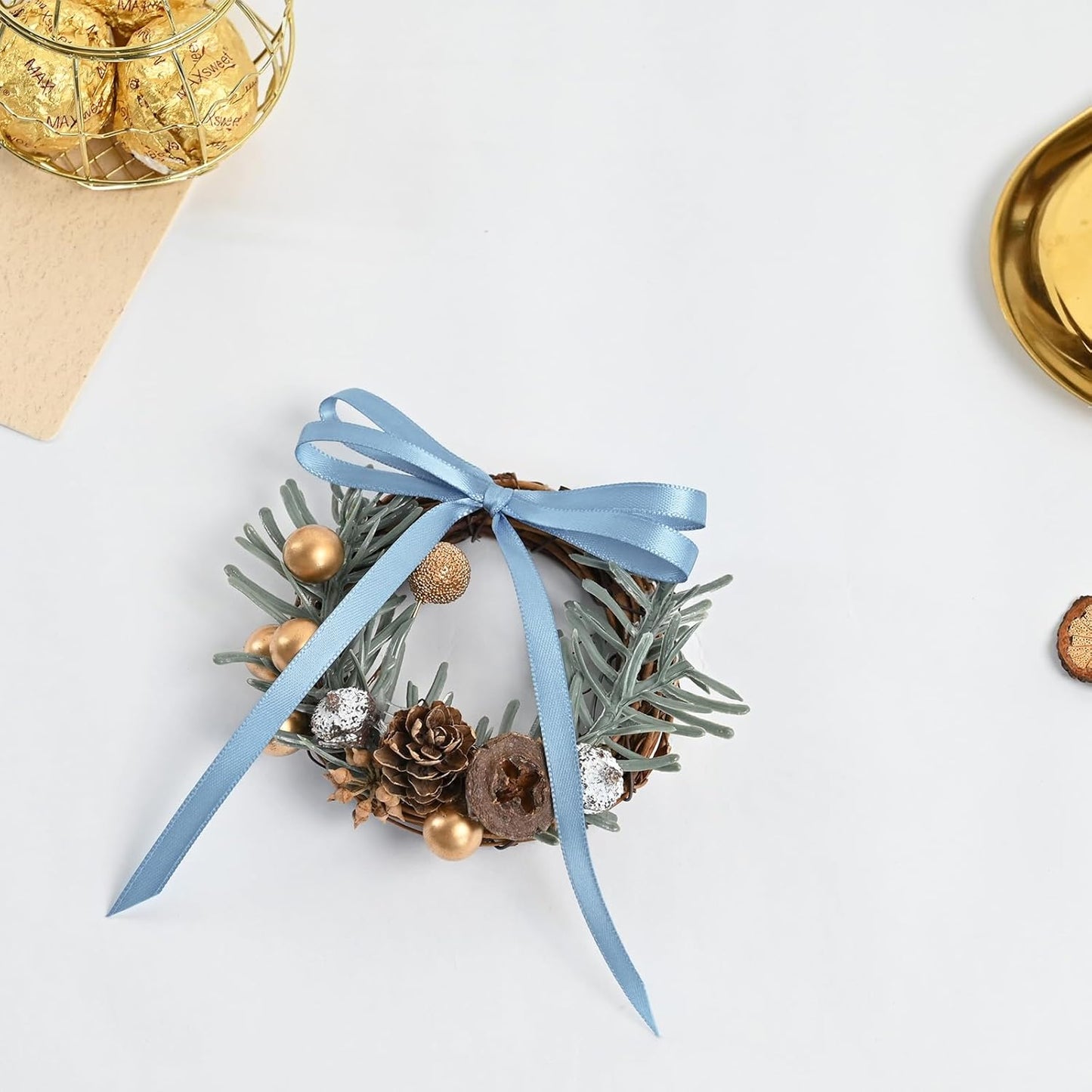 Dusty Blue Satin Ribbon 1/4" X 50 Yards Solid Color Double Faced Ribbons Perfect for Crafts Wedding Decor Bow Making Arts Sewing and More