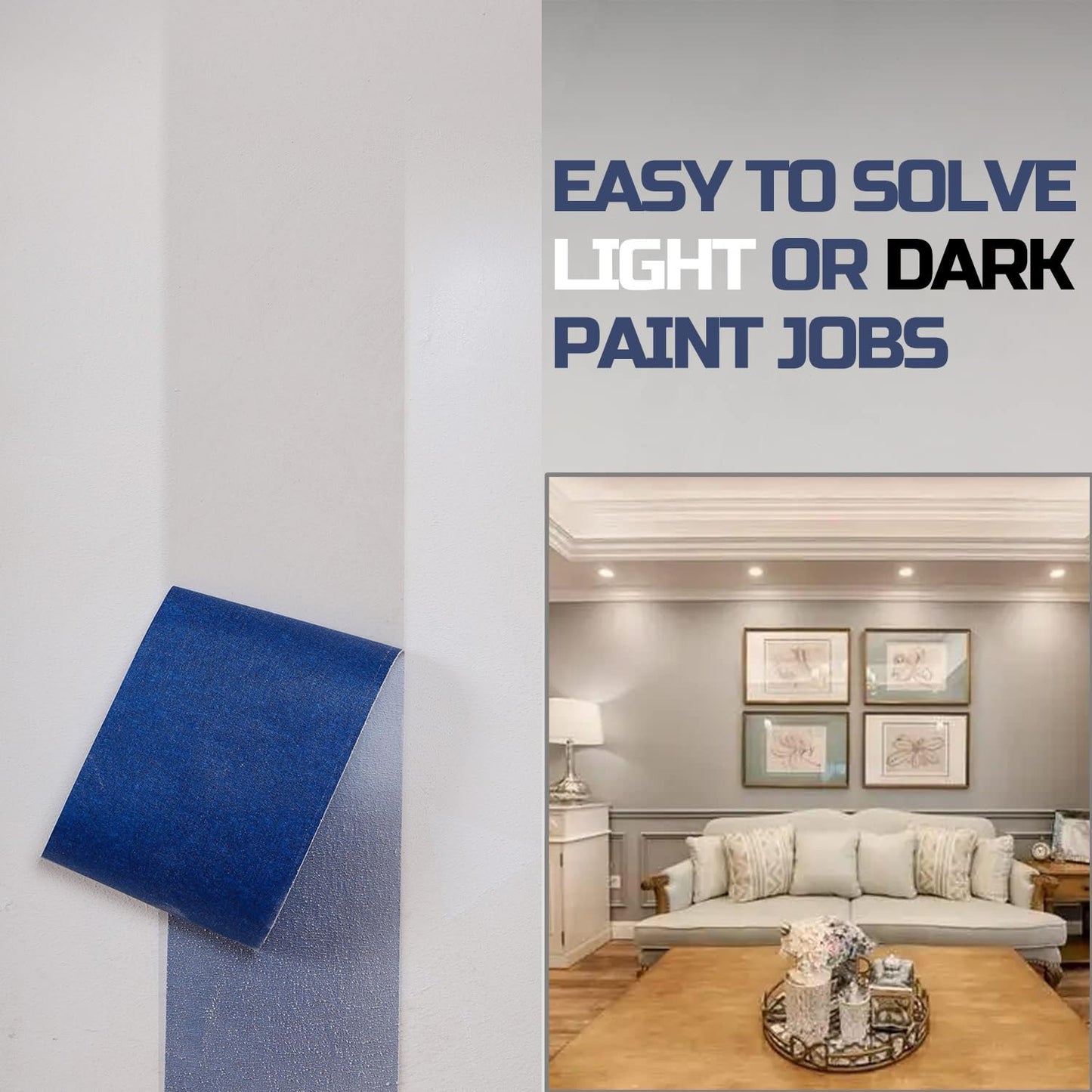 Lichamp Wide Masking Tape 3 inches, 1 Pack Blue Painters Tape Blue Masking Paper, 3 inches x 55 Yards x 1 Roll